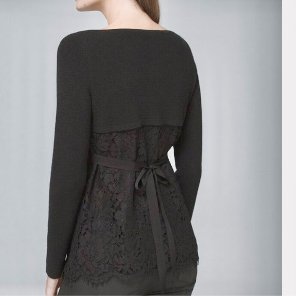 WHBM BLACK LACE BACK SWEATER